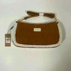 BearPaw Top Zip Shoulder Crossbody Bag Pouchette Purse Hickory Brown NWT